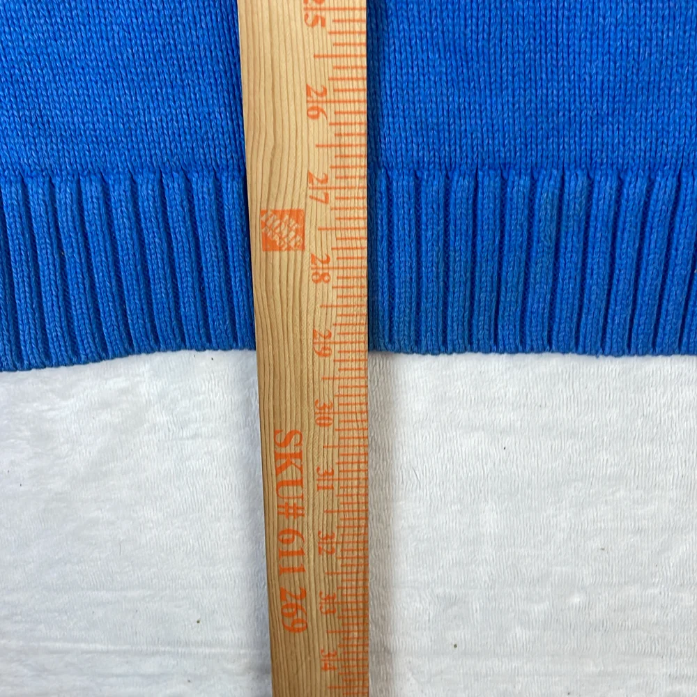 L.L. Bean Men's Sweater Blue Size XXL Tall 1/4 Zip Cotton Knit Ribbed Pullover
